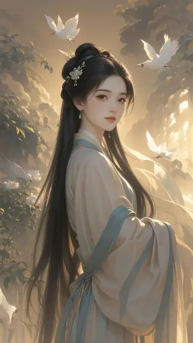 Tranh Mỹ Nhân - Tỉ Hạc